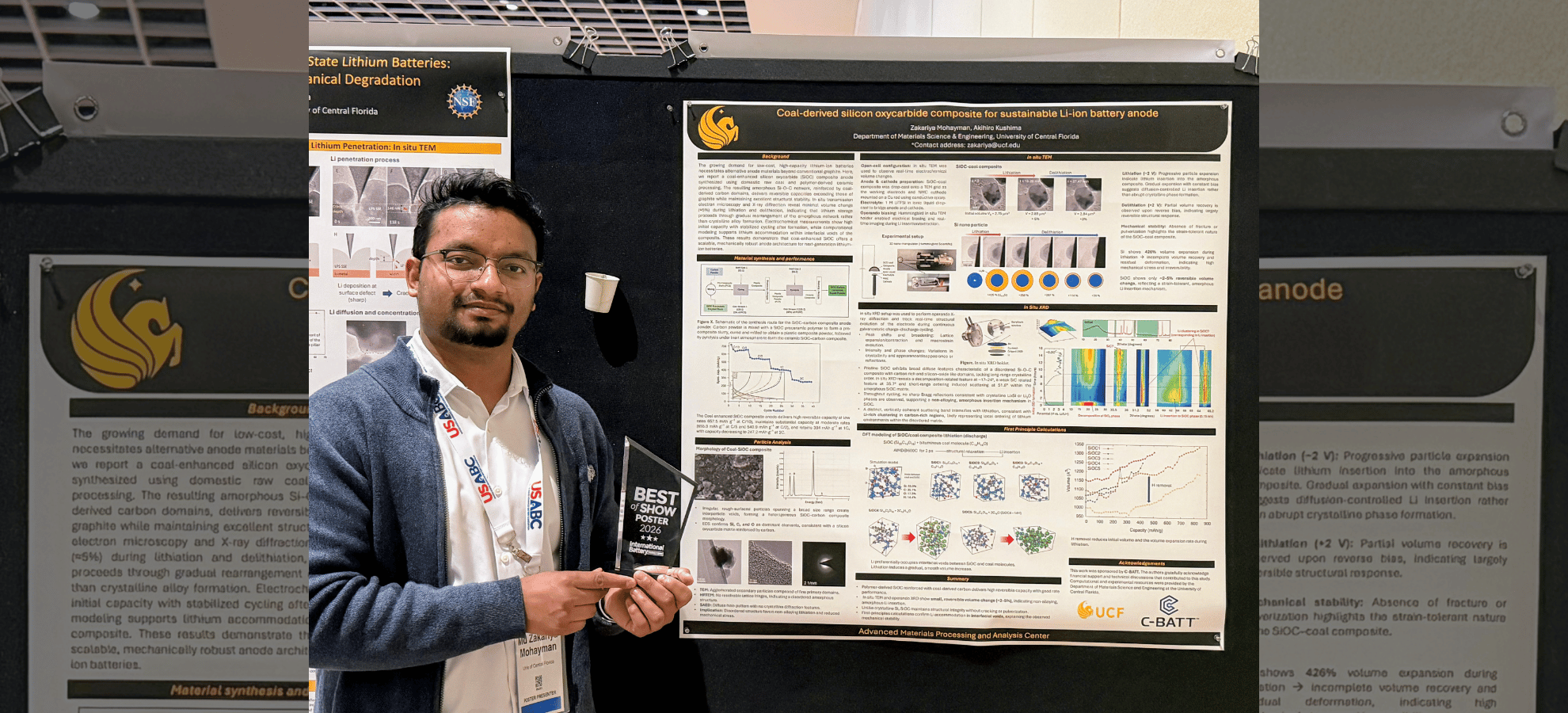Award-winning University of Central Florida research highlights the low swelling and high-capacity performance of C-BATT’s Obsidia™ battery anode material.